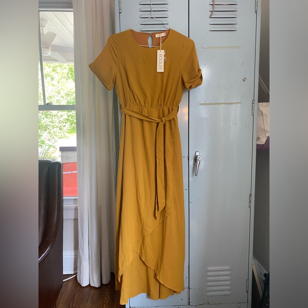 Roolee mustard yellow bridesmaid dress